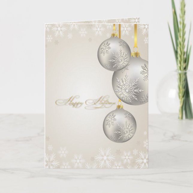 PixDezines-Helgdagskort, silver-dekorationer Helgkort (Framsida)