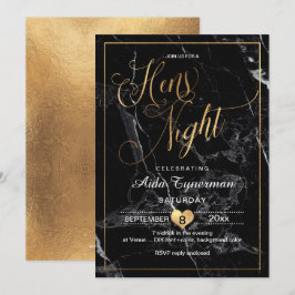 PixDezines Hens Night Faux Guld-skript+Marble Inbjudningar