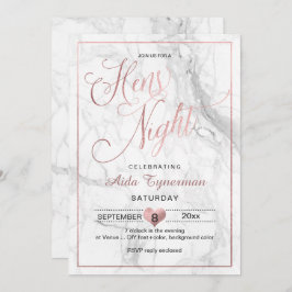 PixDezines Hens Night Faux Ro Guld skript+Marble Inbjudningar