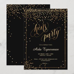 PixDezines Hens Party Faux Guld Confetti Inbjudningar