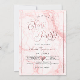 PixDezines Hens Party Faux Ro Guld Script+Marble Inbjudningar
