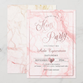 PixDezines Hens Party Faux Ro Guld Script+Marble Inbjudningar