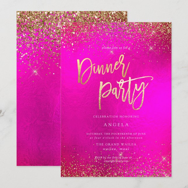 PixDezines Hett+Flash Faux Glitter-inbjudan Inbjudningar (Fram/baksida)