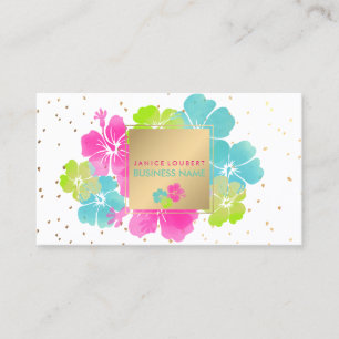 PixDezines Hibiscus/Guld Speckningar/DIY-bakgrund Visitkort