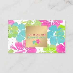 PixDezines Hibiscus/Guld Speckningar/DIY-bakgrund Visitkort