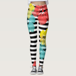PixDezines Hibiscus/Gult/Orange/Aqua/DIY Bckgrand Leggings