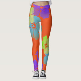 PixDezines Hibiscus/Lime/Lila/Aqua Leggings