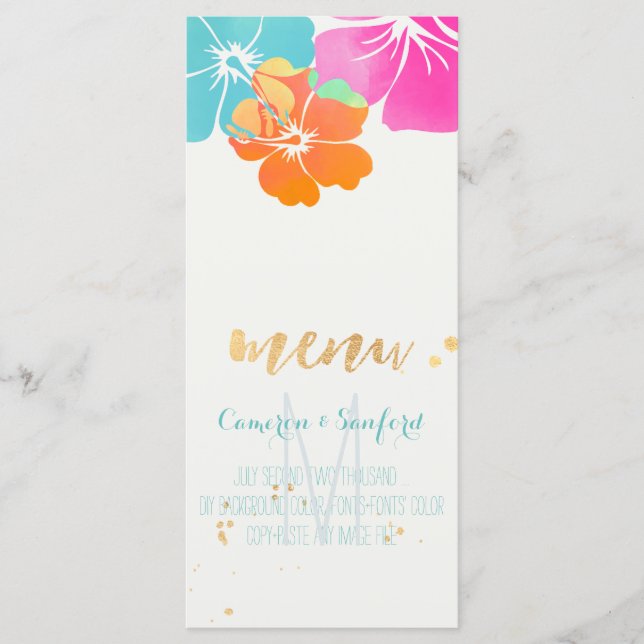 PixDezines Hibiscus Menu/Rosa/Blue/Orange Meny (Framsida)