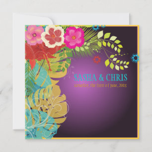 PixDezines Hibiscus+nstera/gult+aqua Inbjudningar