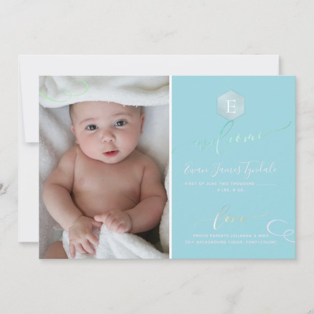 PixDezines Honeycomb Birth Notice, Boy Meddelande (Framsida)