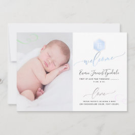 PixDezines Honeycomb Birth Notice, Boy Meddelande