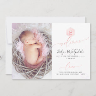 PixDezines Honeycomb Birth Notice, Girl Meddelande