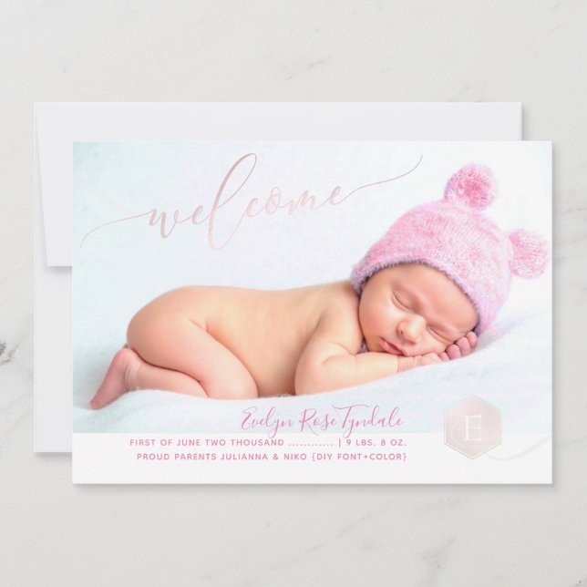 PixDezines Honeycomb Birth Notice, Girl Meddelande (Framsida)