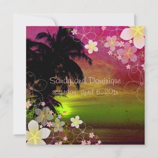 PixDezines hula dröm/plumeria/strand/tropisk Inbjudningar (Framsida)