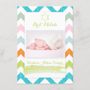 PixDezines ikat chevron/brit milah/foto ram Inbjudningar