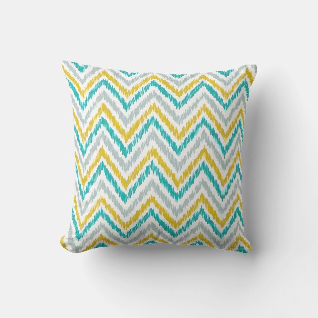 PixDezines ikat-chevron/diy bakgrundsfärg Kudde (Framsida)