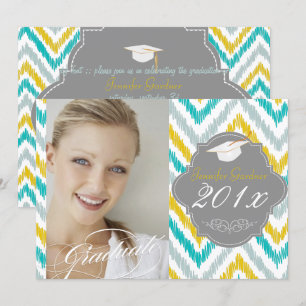 PixDezines ikat chevron studenten Inbjudningar