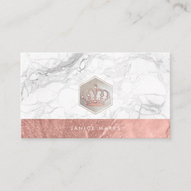 PIXDEZINES IMPERIAL KRONA | MARMOR FALSK ROSA GULD VISITKORT (Framsida)