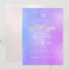 PixDezines Iridescent Lila Ombre Bat mitzvah Inbjudningar