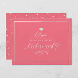 PixDezines Iridescent  Rosa, Bridesmaid Inbjudningar