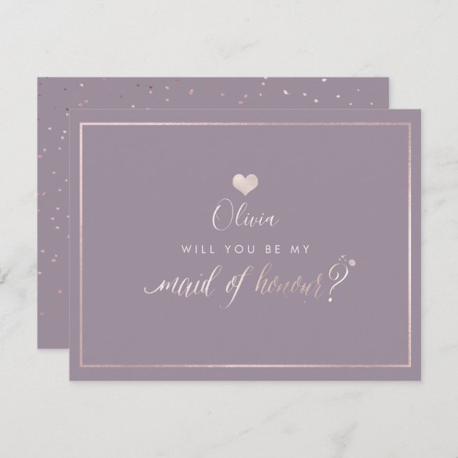 PixDezines Iridescent  Rosa, Maid of honor Inbjudningar (Fram/baksida)