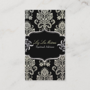 PixDezines Ivory Victorian Damask/DIY färg Visitkort