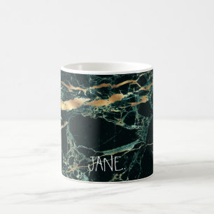 PixDezines JÄGAREGRÖN MARMOR+FAUX GULDÅDROR Kaffemugg