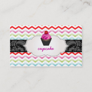 PixDezines jordgubbsvirvlar cupcake+chevron Visitkort