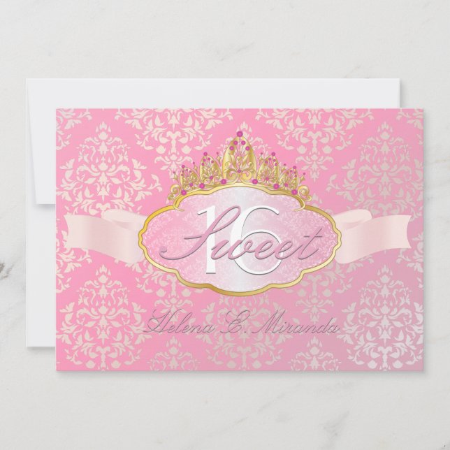 PixDezines josephine damask sweet 16/tiara Inbjudningar (Framsida)