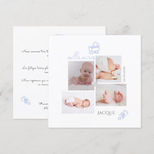 PixDezines Jouets Remerciement Naissance Fille Inbjudningar