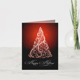 PixDezines Julgran Swirls/ruby Red Helgkort