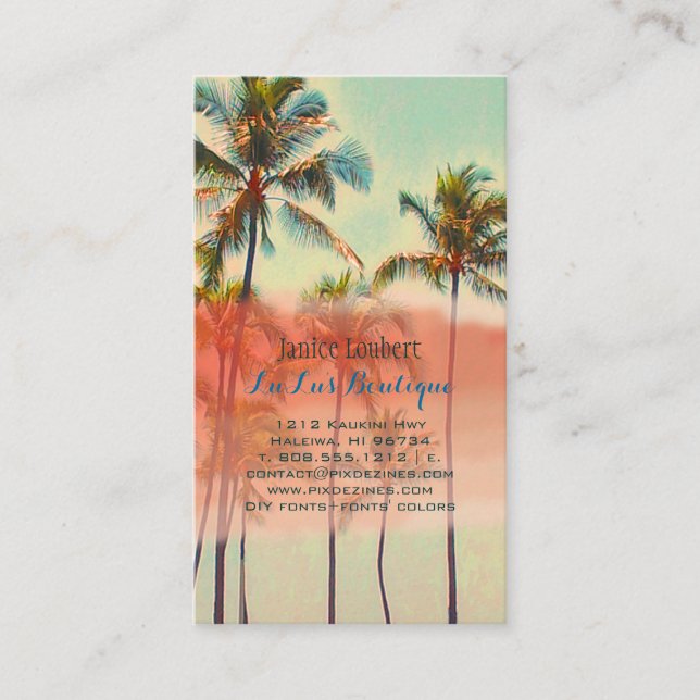 PixDezines kailua Bay/vintage hawaiian strand Visitkort (Framsida)