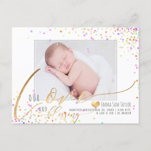 PixDezines Kärlek Birth Notification/Confetti Meddelande Vykort