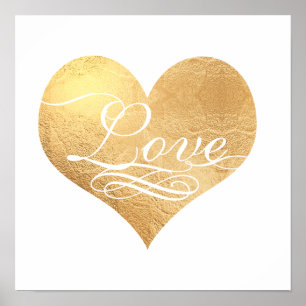 PixDezines Kärlek Faux Guld Heart Poster