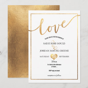 PixDezines Kärlek Faux Guld Hearts Inbjudningar