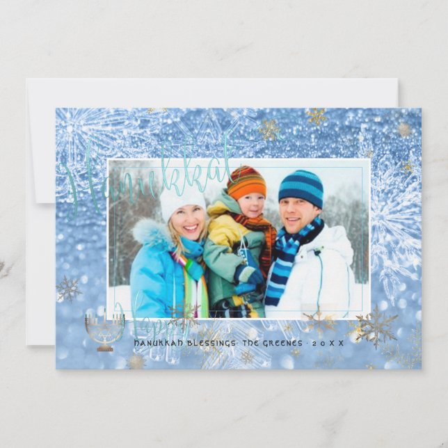 PixDezines Kärlek+Light Hannukkah/snöflingor+Bokeh Julkort (Framsida)