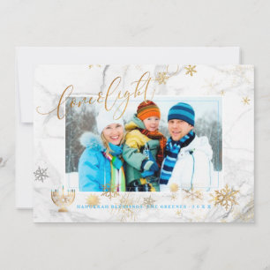 PixDezines Kärlek+Light Hannukkah/snöflingor+marmo Julkort