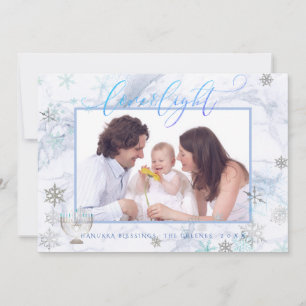 PixDezines Kärlek+ Light Hanukkah Marble Snöflingo Julkort