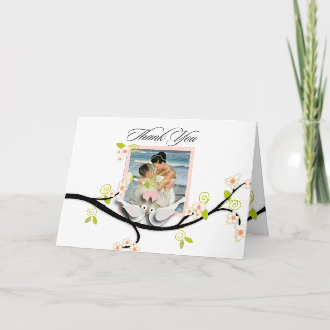 PixDezines kärleksduvor/diy bakgrundsfärg Tack Kort (Framsida)