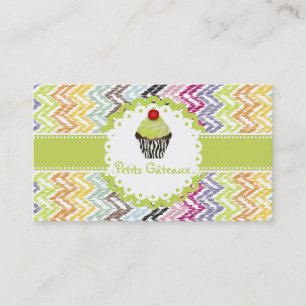 PixDezines keylime cuptårta+ikat chevron Visitkort