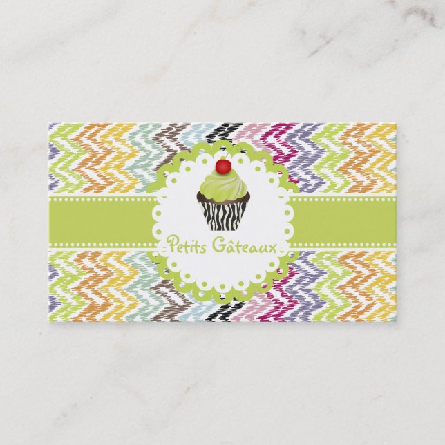 PixDezines keylime cuptårta+ikat chevron Visitkort (Framsida)