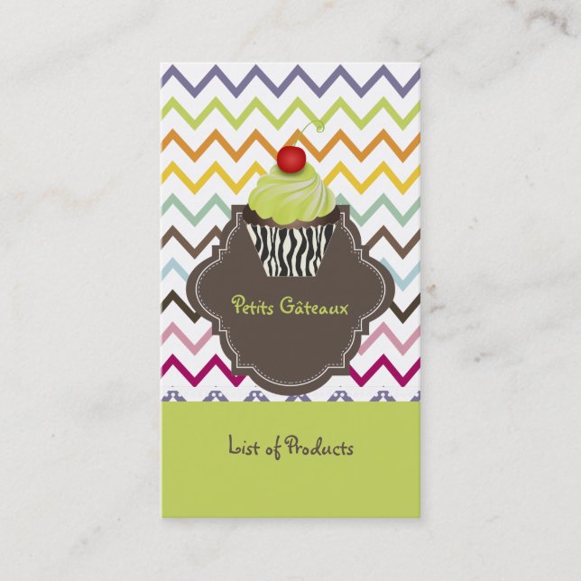 PixDezines keylime virvlar cupcake+chevron Visitkort (Framsida)