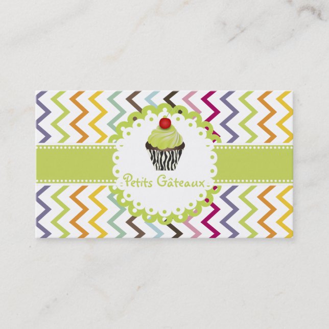PixDezines keylime virvlar cupcake+chevron Visitkort (Framsida)