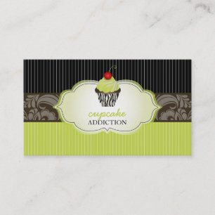 PixDezines keylime virvlar cupcake+pinstripes Visitkort