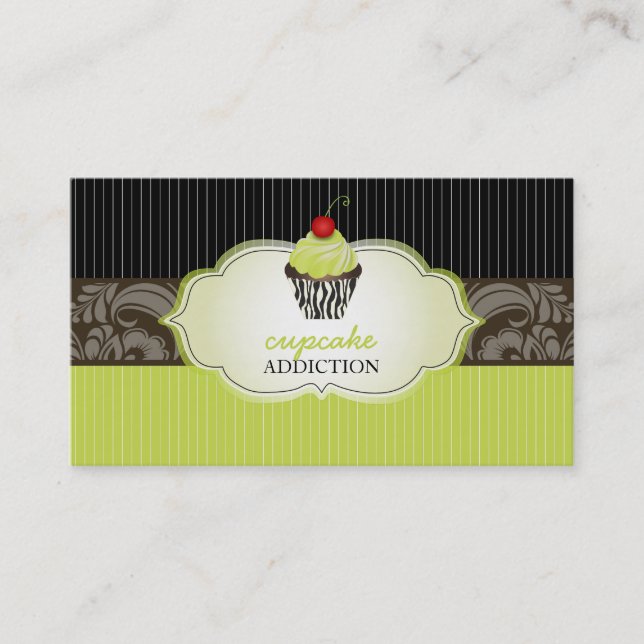 PixDezines keylime virvlar cupcake+pinstripes Visitkort (Framsida)