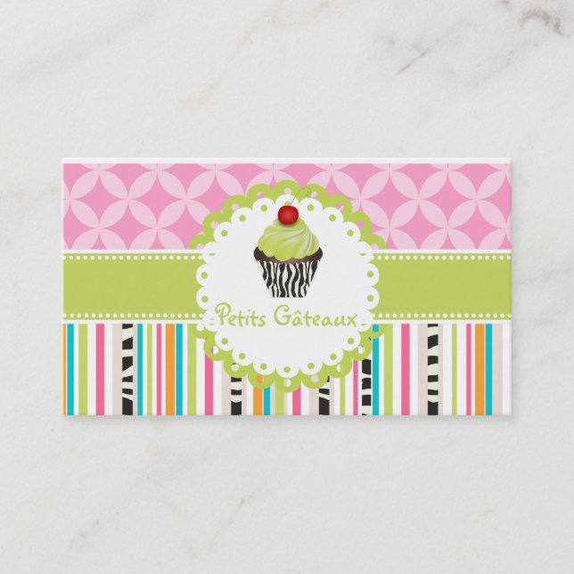 PixDezines keylime virvlar cupcake+randiga Visitkort (Framsida)