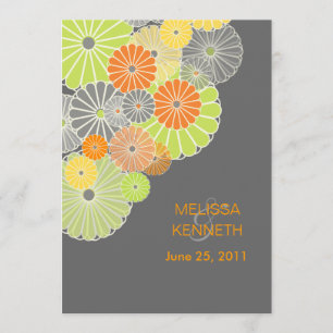 PixDezines Kiku (krysanthemum), citrus färg Inbjudningar