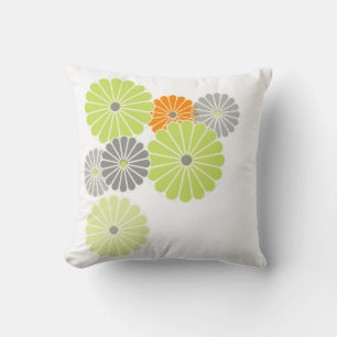 PixDezines kiku lime+orange/krysanthemum Kudde