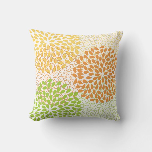 PixDezines kiku lime+orange/krysanthemum Kudde (Framsida)