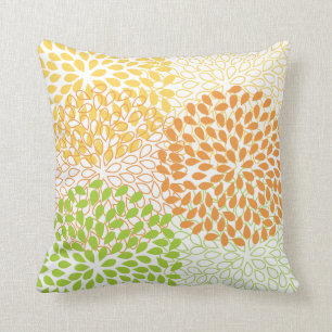 PixDezines kiku lime+orange/krysanthemum Kudde